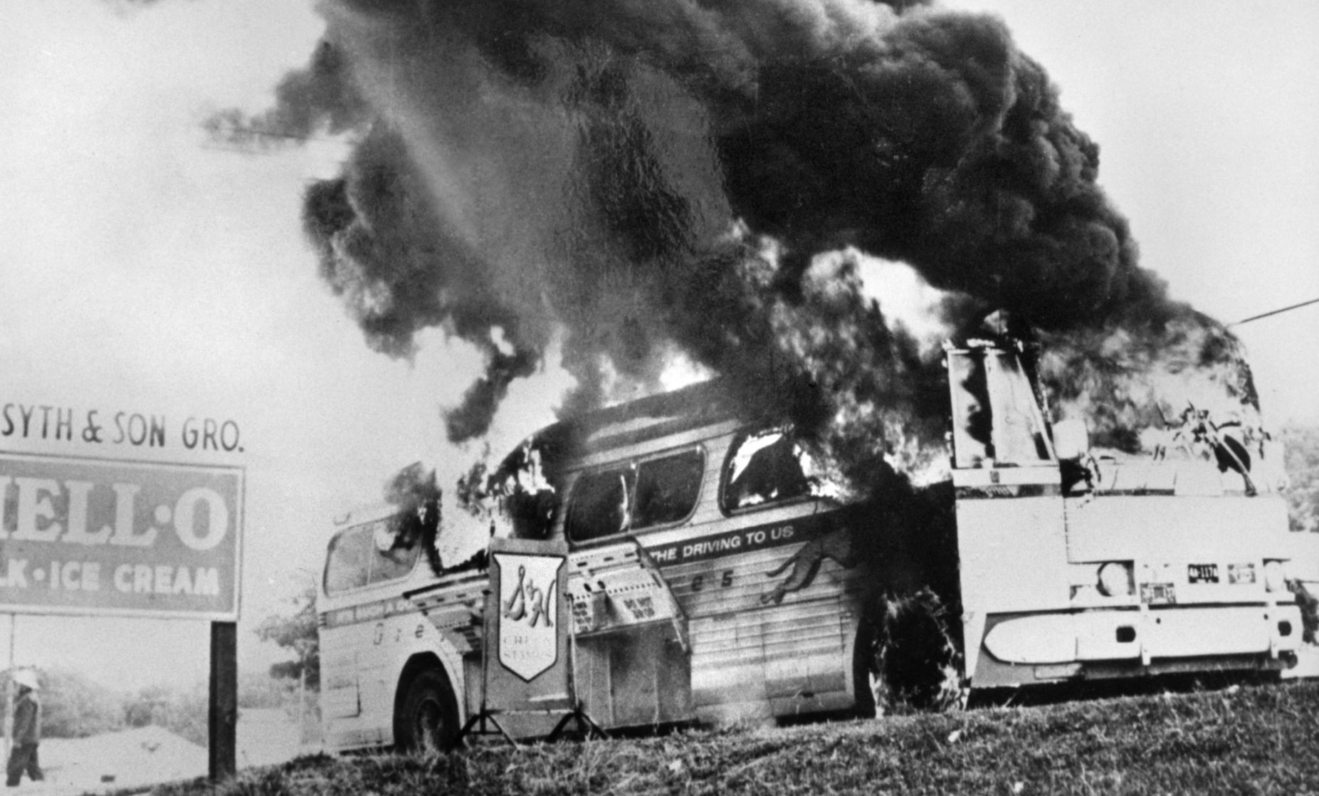 The burning bus